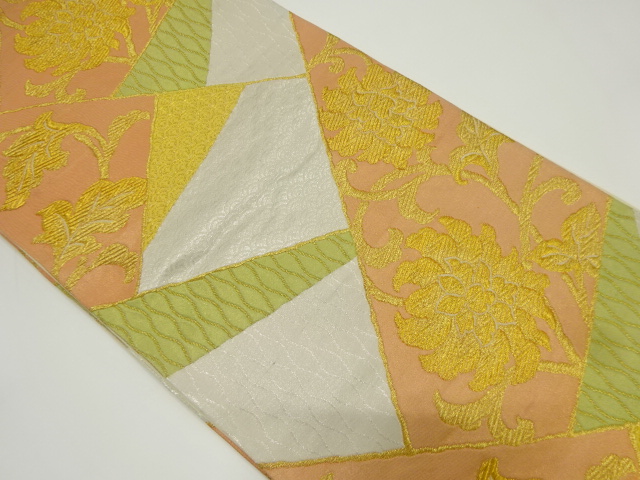 アンティーク　切りばめ風花唐草に古典柄織り出し袋帯（着用可）